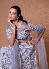 Dreamy Blue Sequin Lehenga Set