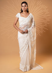 Ivory Elegance Pre-Draped Saree