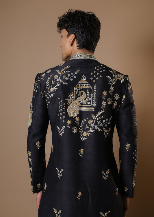 Midnight Royale Embroidered Sherwani Set