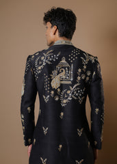 Midnight Royale Embroidered Sherwani Set