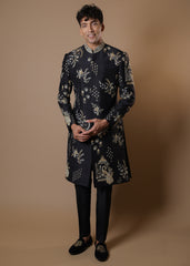 Midnight Royale Embroidered Sherwani Set