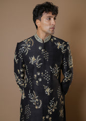 Midnight Royale Embroidered Sherwani Set
