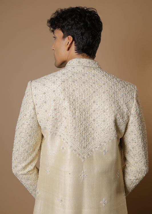 Golden Majesty Embroidered Sherwani Set