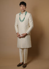 Golden Majesty Embroidered Sherwani Set
