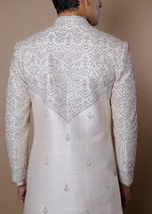 Peach Blossom Sherwani Set with Kurta & Dupatta