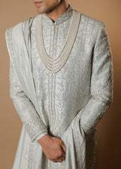 Ocean Mist Embroidered Sherwani Set