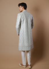 Ocean Mist Embroidered Sherwani Set