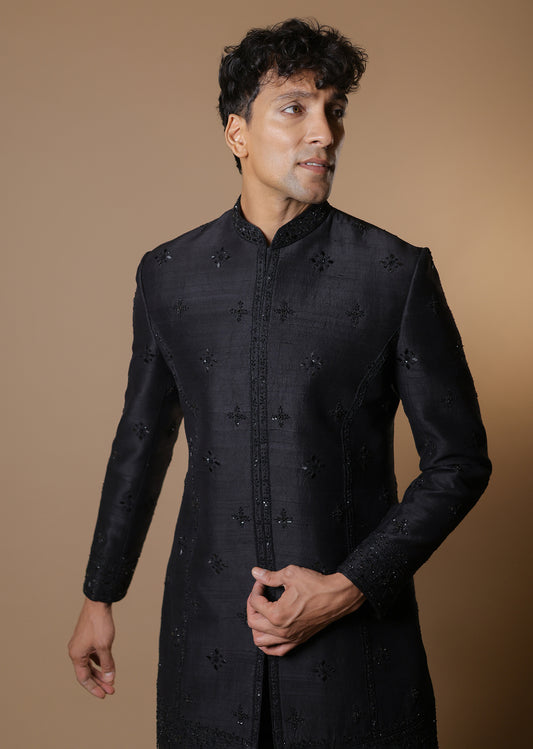 Ebony Heritage Handcrafted Sherwani Set