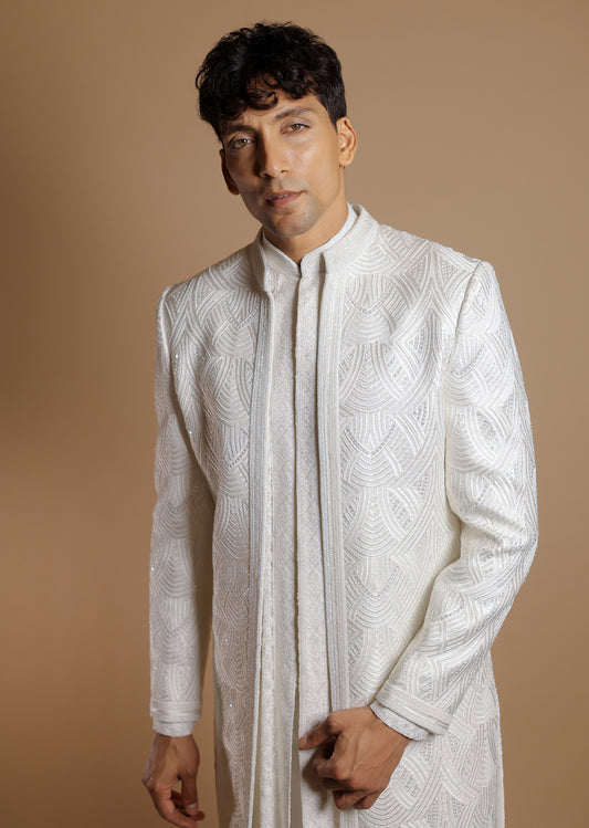 Ivory Horizon Embroidered Sherwani Set