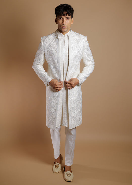 Ivory Horizon Embroidered Sherwani Set