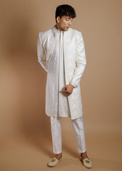 Ivory Horizon Embroidered Sherwani Set