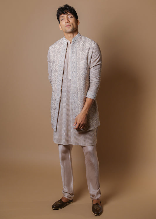 Vintage Charm Koti & Kurta Set with Trousers