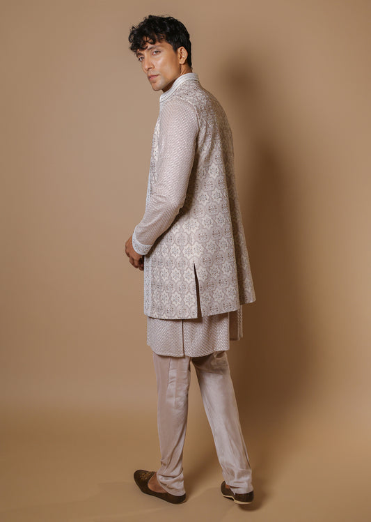 Vintage Charm Koti & Kurta Set with Trousers