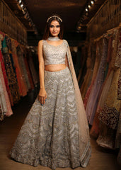 Pale Blue Archaic Lehenga Set