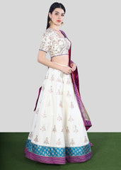 Ivory Gota Patti Benarasi Lehenga Set