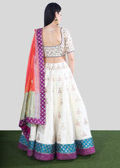 Ivory Gota Patti Benarasi Lehenga Set