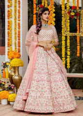 Blush Pink Pastel Floral Lehenga Set