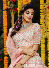 Blush Pink Pastel Floral Lehenga Set