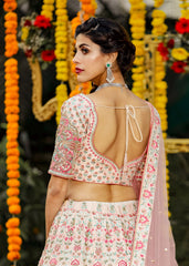 Blush Pink Pastel Floral Lehenga Set