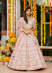Blush Pink Pastel Floral Lehenga Set