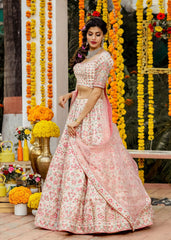 Blush Pink Pastel Floral Lehenga Set
