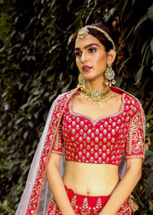 Scarlet  Archaic Mughal Lehenga Set