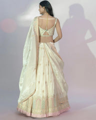 Cream Silk Lehenga
