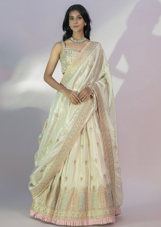 Cream Silk Lehenga