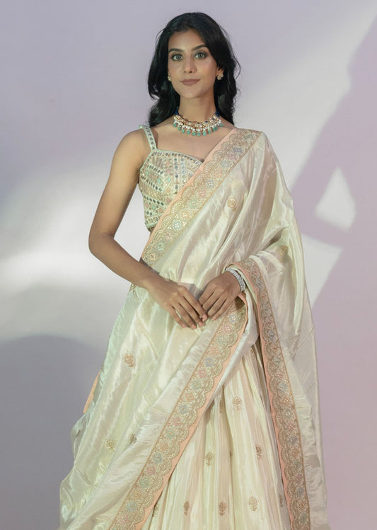 Cream Silk Lehenga