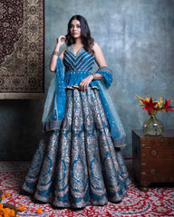 Blue Silk Lehenga