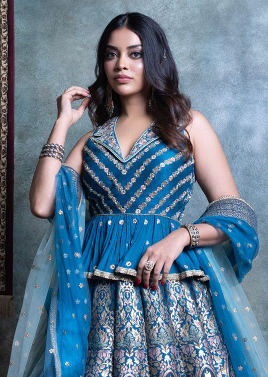 Blue Silk Lehenga