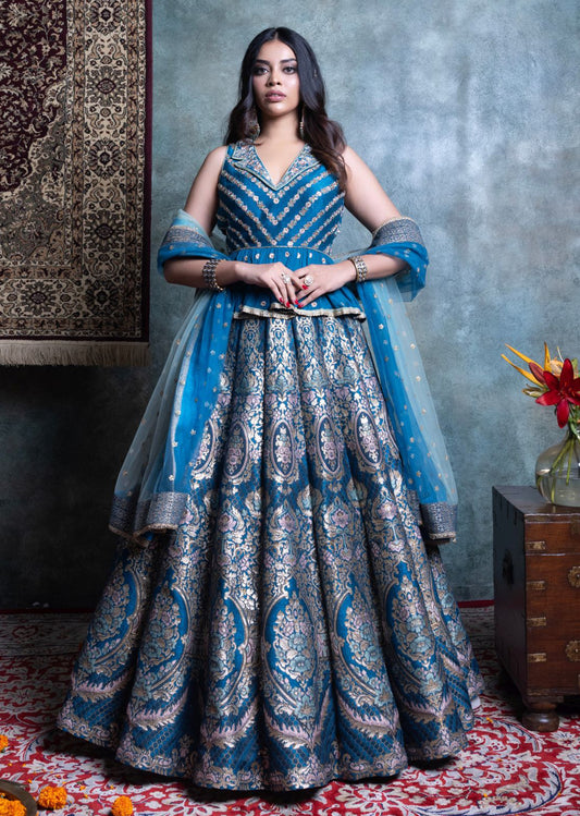 Blue Silk Lehenga