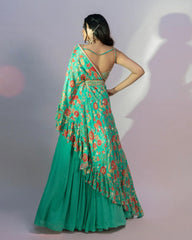 Emerald Green One Shoulder Skirt