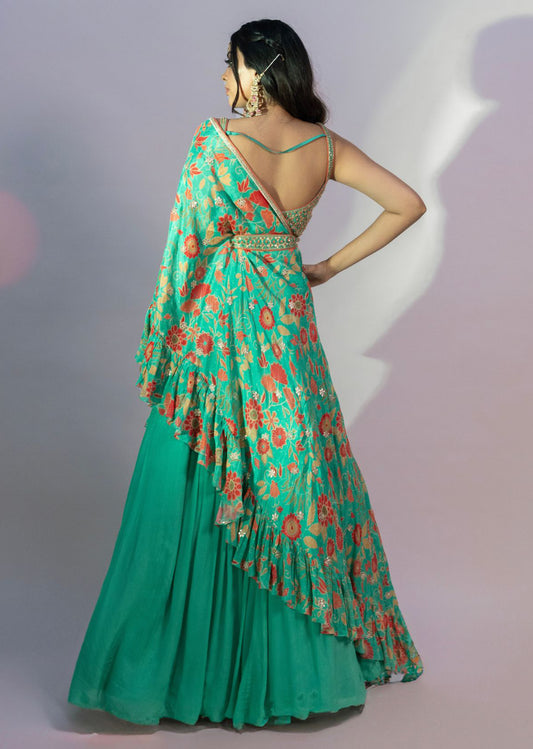 Emerald Green One Shoulder Skirt