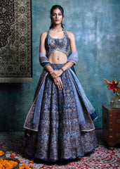 Blue Brocade Lehenga