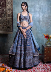 Blue Brocade Lehenga