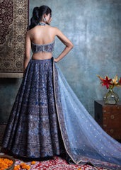 Blue Brocade Lehenga