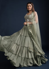 Sage Tiered Lehenga Set