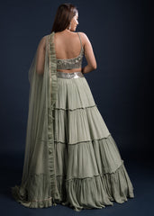 Sage Tiered Lehenga Set