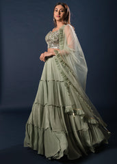 Sage Tiered Lehenga Set