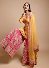 Yellow And Pink Sharara Set