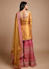 Yellow And Pink Sharara Set