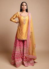 Yellow And Pink Sharara Set