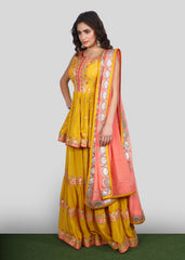 Haldi Yellow Folk Sharara Suit