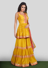Haldi Yellow Folk Sharara Suit