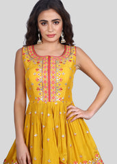 Haldi Yellow Folk Sharara Suit