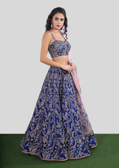 Royal Blue Floral Jaal Lehenga Set