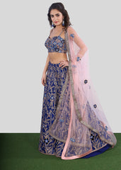 Royal Blue Floral Jaal Lehenga Set