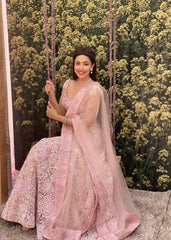 Poppy Jabal - Studded Pink Floral Lehenga Set