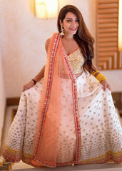 Tanvi Thakker - Off-White And Yellow Mirror Lehenga Set
